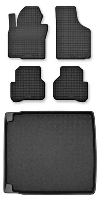 Image de Tapis en caoutchouc + bac de coffre pour Volkswagen Passat B7 2010-2014 (berline) – 5 pièces, noirs, semi-universel, adapté