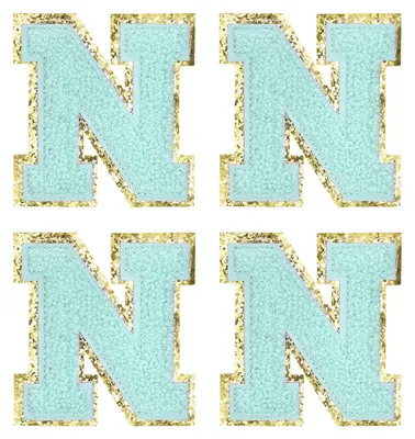 Produktbild von Buchstaben zum Aufbügeln - Selbstklebend aus Chenille - Textilveredelung - Gold - 4 Stück