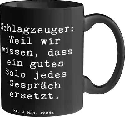 Produktbild von Mr. & Mrs. Panda Kaffeetasse Spruch Schlagzeug Solo - Schwarz - Geschenk, haferl, Tasse, Lernen, Instrument, Teetasse, Musik, Präsenz, Trinkbecher, Beats, Musiker