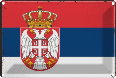 Produktbild von vianmo Blechschild 20x30 cm Serbiens Serbia Flagge Fahne Wappen