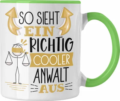Produktbild von Trendation - Anwalt Tasse Geschenk So Sieht Ein RIchtig Cooler Anwalt Aus Geschenkidee Lustiger Spruch Geburtstag Becher Kaffeetasse (Grün)