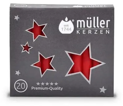Productafbeelding van Müller Kerzen Kerstboomkaars 120/12 Rood (20 stuks)