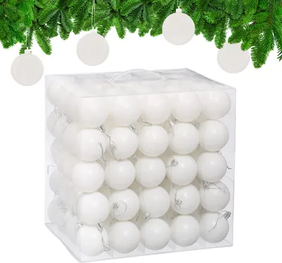 Imagen del producto de Relaxdays, juego de 100 bolas de Navidad, decoración navideña, diseño mate, adornos para el árbol de Navidad, esferas para el árbol de Navidad de 6 cm de diámetro, color blanco