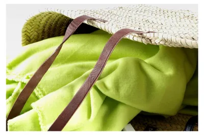 Produktbild von Palmblatttasche Korbtasche Strandtasche - Palmblatt - Lederhenkel