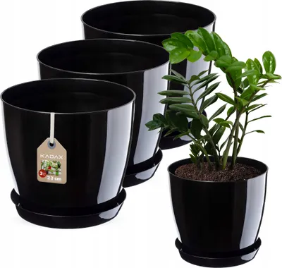 Obrázek produktu pro Plastový květináč KADAX "Agen", květináč s podšálkem. Květináč, 23 cm, černý, 3 kusy