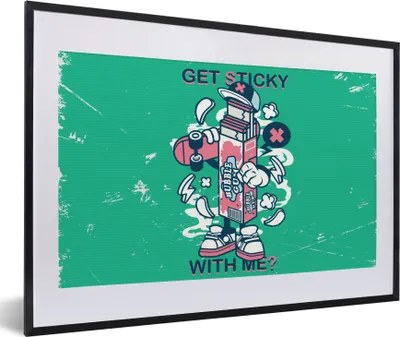 Produktbild von MuchoWow® MuchoWow® Gerahmtes Poster Jahrgang - Kaugummi - Skateboard 60x40 cm - Poster mit zchwarzem Bilderrahmen - Schlafzimmer - Plakat in Rahmen - Drucken