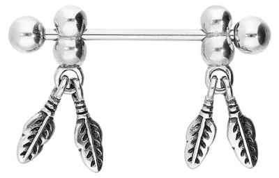 Produktbild von Brustwarzenpiercing, Zungenpiercing, Intim-Piercing Chirurgenstahl Nippelpiercing FEDERN  Silber Stablänge: 16mm