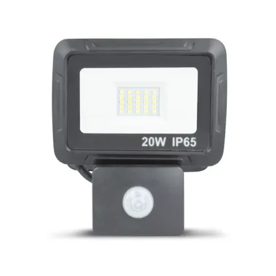 Zdjęcie produktu dla Forever Proxim LED SMD naświetlacz reflektor 20W 1600 lumenów zastępuje 104W z czujnikiem ruchu żarówka naświetlacz reflektor zewnętrzny IP65 wodoodporny neutralny biały naścienny i sufitowy wewnętrzny zewnętrzny