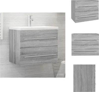 Produktbild von vidaXL Waschbeckenschrank Grau Sonoma 60x38,5x48 cm Holzwerkstoff -  Badezimmermöbel-Sets