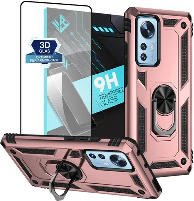 Produktbild von Armor Outdoor Handyhülle für Xiaomi 12 Pro Handy Panzer Case Schutzhülle mit 9H Displayglas Displayschutz Farbe: Rosegold
