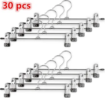 Produktbild von 30 Stück Kleiderbügel Clip,Klammerbügel Metall,Anti-Rutsch Hosenbügel Metall Kleiderbügel Rockbügel