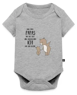 Produktbild von Spreadshirt Vatertag Papa Bär Ich Habe Den Besten Papa Kurzarm Tages Baby Body, 56 (0-2 M.), Grau meliert