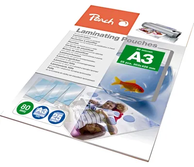 Produktbild von Peach PPR080-01 Laminierfolien A3, 80 mic, glänzend, 25 Stück