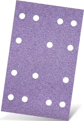 Produktbild von MENZER Purple HD Klett-Schleifblätter, 133 x 80 mm, 14-Loch, f. Schwingschleifer, Keramik-Mix (50 Stk.) K150