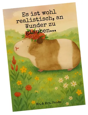 Produktbild von Mr. & Mrs. Panda Postkarte Meerschweinchen Weisheit Design - Weiß - Geschenk, Ansichtskarte, Grußkarte, Postkarten, Motivation, Lustige Sprüche, Fotokarte, Spruch, Wunder