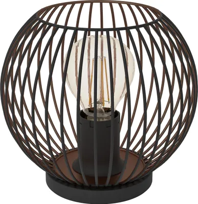 Produktbild von EGLO Tischlampe Almanzora, runde Nachttischlampe, Tischleuchte für Wohnzimmer und Schlafzimmer, Metall in Schwarz und Kupfer, Lampe mit E27, Ø 20 cm