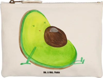 Produktbild von Mr. & Mrs. Panda Pouch Avocado Schwangerschaft Größe M - Weiß - Geschenk, Kosmetiktasche, Schwanger, kosmetiktäschchen, Baumwollbeutel, Federmappe, Federtasche, Gesund