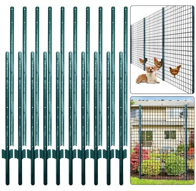 Image de Lot de 10 poteaux en métal robustes pour clôtures de jardin