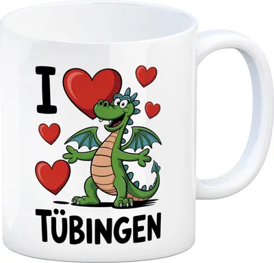 Produktbild von I love Tübingen grüner Drache Kaffeebecher