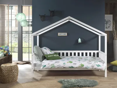 Produktbild von Dallas 1 Hausbett mit seitlicher Umrandung 90 x 200 cm Liegefläche, Weiß