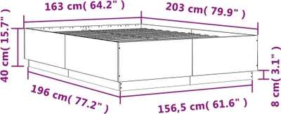 Produktbild von vidaXL Bettgestell mit LED Sonoma-Eiche 160x200 cm Holzwerkstoff