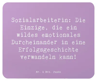 Produktbild von Mr. & Mrs. Panda Mauspad Spruch Sozialarbeiterin Erfolg - Lavendeltraum - Geschenk, mousematte, Empathie, Beruf, Berufsalltag, pc mausunterlage, laptop, Mouse Pad