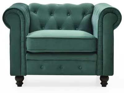 Image de MENZZO Grand fauteuil Chesterfield Velours Vert