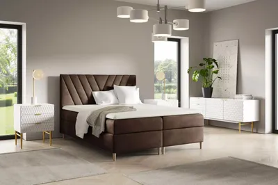 Obrázek produktu pro Kontinentální postel 180x220 ANAMARI - hnědá + topper