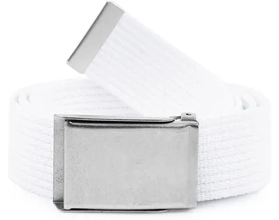 Produktbild von Ladeheid Herren Gürtel Stoffgürtel P10(Weiß-Silber, 120 cm (Gesamtlänge 130 cm))