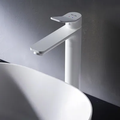 Productafbeelding van Douchekraan, badkraan, wastafelkraan, badmengkraan, wastafelmengkraan, eenhendelmengkraan voor badkamer, wastafelkraan, wit