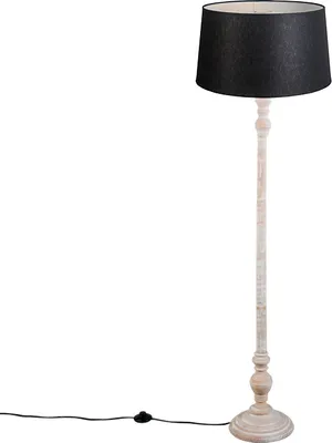 Produktbild von Landhaus Stehlampe Beige mit Schwarzem Leinenschirm Classico