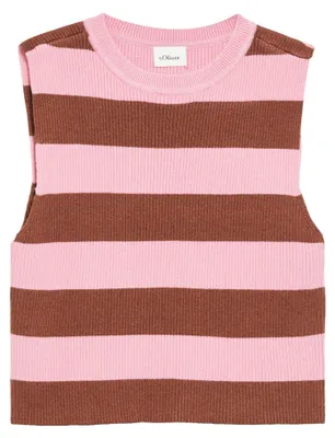 Immagine prodotto di Gilet in maglia per bambine s.Oliver Junior – Vestibilità slim, modello corto, con motivo a righe