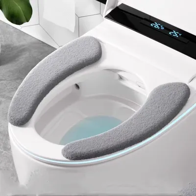 Produktbild von WC-Sitzbezug, 2 PCS Toilettensitzbezug Weich, Toilettensitzauflagen Waschbar Dicker Wc Sitz Kissen Pads Wc Sitzbezüge Warm Toilettensitzbezug Plüsch Wc Wärmer Pad, Wc Sitzwärmer Tuch für Alle Toilette