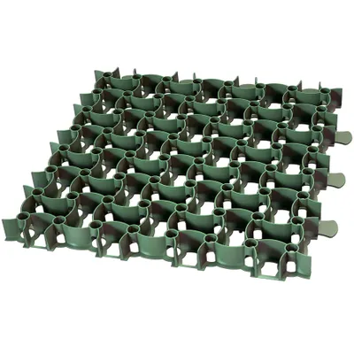 Produktbild von BigDean Rasengitter Kunststoff 10 Stück a 50 x 50 x 4 cm - 16 t/m² belastbar & befahrbar Paddockplatten in grün (2,5 m²)