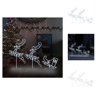 Produktbild von vidaXL Weihnachtsdeko LED Rentiere & Schlitten Acryl 260x21x87 cm - Weihnachtsbeleuchtung