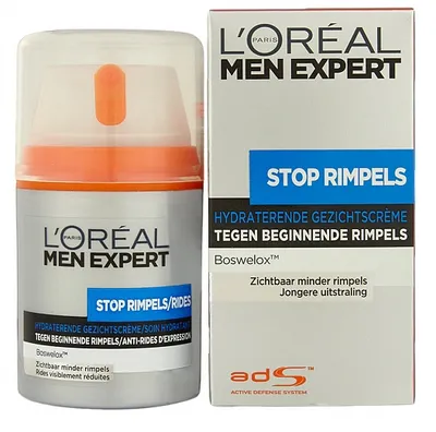 Produktbild von L’Oréal Paris Men Expert Stop Rimpels, Männer, Hautalterung, Anti-Aging, Anti-Falten, Feuchtigkeitsspendend, Glättend, Pumpenflasche, 12 Monat( e), AQUA / WATER, CYCLOHEXASILOXANE, GLYCERIN, HYDROGENATED POLYISOBUTENE, DIPROPYLENE GLYCOL,...