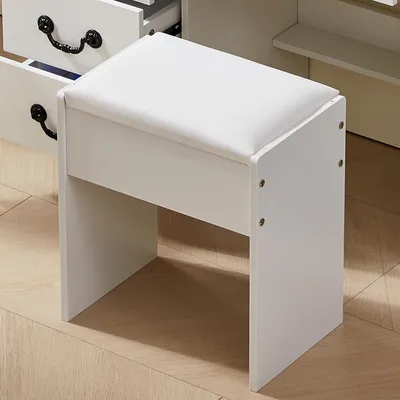 Produktbild von Schminkhocker, Hocker für Schminktisch, Sitzhocker Samt, Klavierhocker Kosmetikhocker, Polsterhocker für Schlafzimmer, Weiß