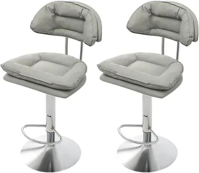 Produktbild von Barhocker 2er Set, Barstühle höhenverstellbar, 360° drehbare Küchenhocker, mit Rückenlehne und Fußstütze, Esszimmer, Theke, Kücheninsel