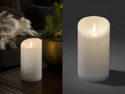 Produktbild von Konstsmide Weihnachtsbeleuchtung  LED Echtwachskerze weiß 3D Flamme Ø10cm