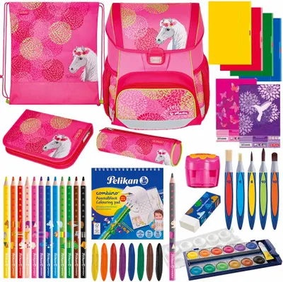 Produktbild von Herlitz Schulranzen Set Loop Plus Bloomy Horse 14-teilig gefüllt