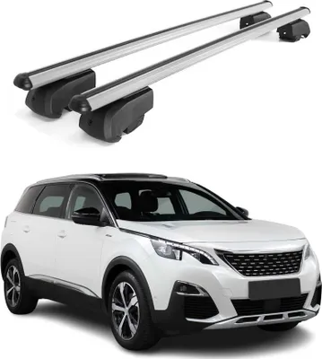 Image de Barres de toit Transversales pour Peugeot 5008 2017-2023 Aluminium Gris ABE