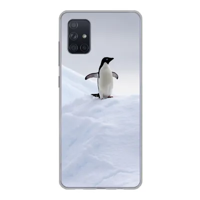 Produktbild von MuchoWow® Handyhülle Schutzhülle Hülle für Samsung Galaxy A71 Pinguin - Eis - Winter Silikon Softcase Handy Hülle - Kartenbesitzer