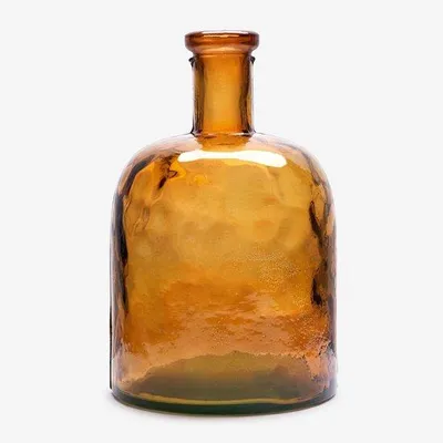 Immagine prodotto di Bottiglia decorativa in vetro color ambra, di medie dimensioni, realizzata a mano, 14,5 x 25 cm