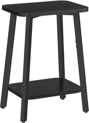 Productafbeelding van Unyqoos® Compacte, moderne bijzettafel met 2 plateaus, gemaakt van spaanplaat en met een metalen frame, afmetingen 38 x 28 x 55 cm, draagvermogen tot 50 kg per plateau