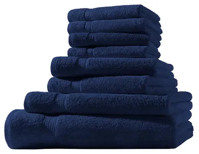 Produktbild von XL-Set 8tlg Frotteetücher Elegance 100% Baumwolle 500 gsm Gästetücher Handtücher Duschtücher Badetücher navyblau