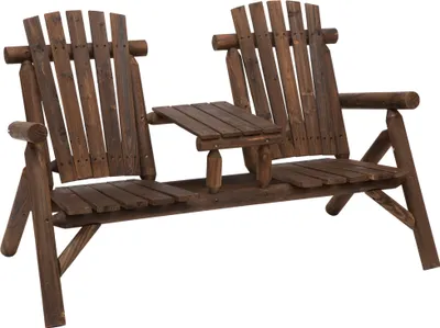 Produktbild von Gartenbank mit Tisch, Gartenmöbel, Sitzbank, 2 Stühle, Massivholz, Braun, 157 x 88 x 103 cm
