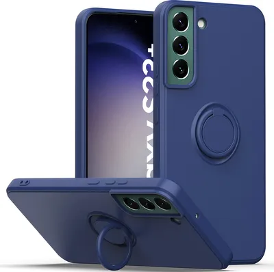 Produktbild von Samsung S23+ Handyhülle, Ring Halter Ständer Kratzfeste Weiche Silikon schutzhülle für Samsung Galaxy S23+ Blau
