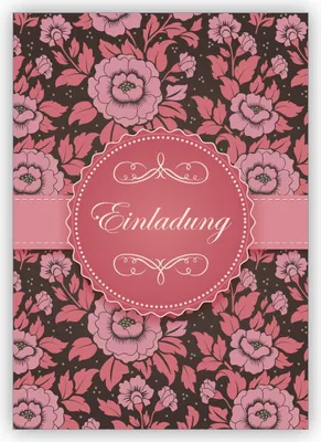 Produktbild von 4x Feierliche rosa Einladungskarte zur Hochzeit, Taufe, Geburtstag, Firmung auf feinem Rosen Muster: Einladung