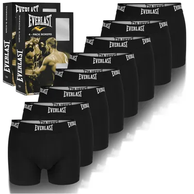 Obrázek produktu pro Everlast Pánské Spodní Prádlo 8 ks, Černé Bavlněné Boxerky, Velikost XL