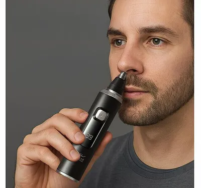 Image de Tondeuse nez et oreilles 2-en-1 rechargeable avec capuchon de protection